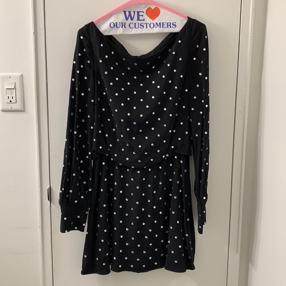 ZARA RHINESTONE KATE MOSS DRESS Black Small - Picture 4 of 9
